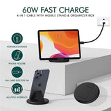 Kit Câble USB 60W Tout-en-Un avec Support & Range SIM