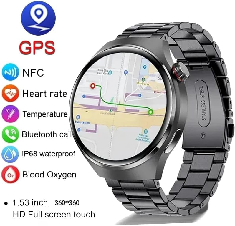 Smart Watch GT4 Pro – GPS, NFC, Appels Bluetooth, Écran HD