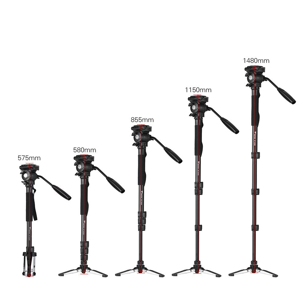 Weifeng WF-3958M – Monopod Professionnel en Aluminium avec Tête Fluide