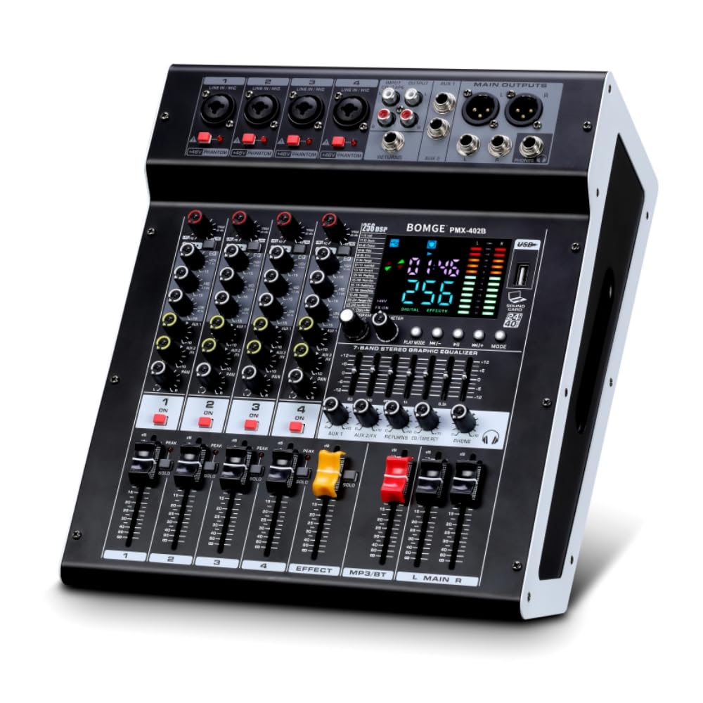 Mixer Audio 4 Canaux BOMGE 402B – 2x350W, Bluetooth, Studio & DJ