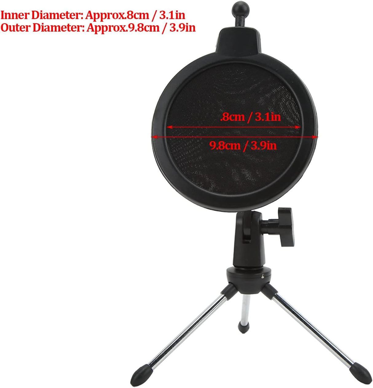 دعم ميكروفون قابل للطي مع فلتر مضاد للرياح وحامل ثلاثي مضاد للاهتزاز