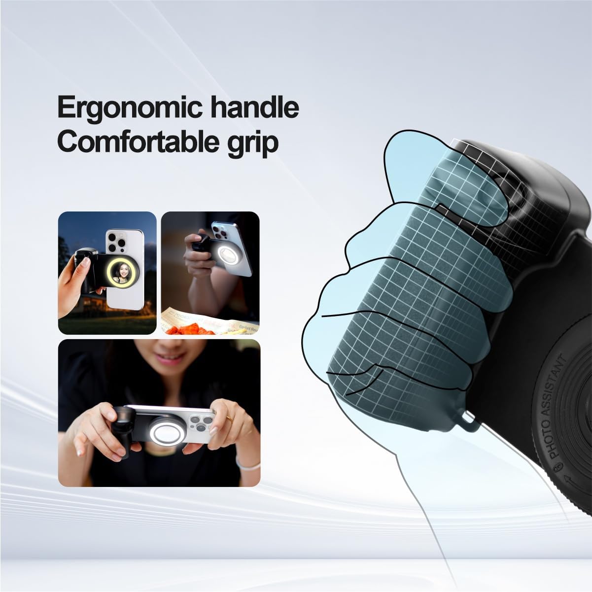 Poignée Photo Bluetooth BBC-9 avec Anneau LED et Fixation Magnétique