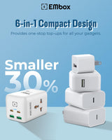 Multiprise GaN 65W W65-01 – 2 Ports USB-A & 2 USB-C avec 2 Prises