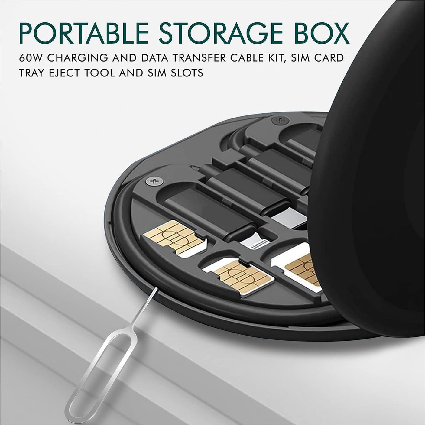 Kit Câble USB 60W Tout-en-Un avec Support & Range SIM