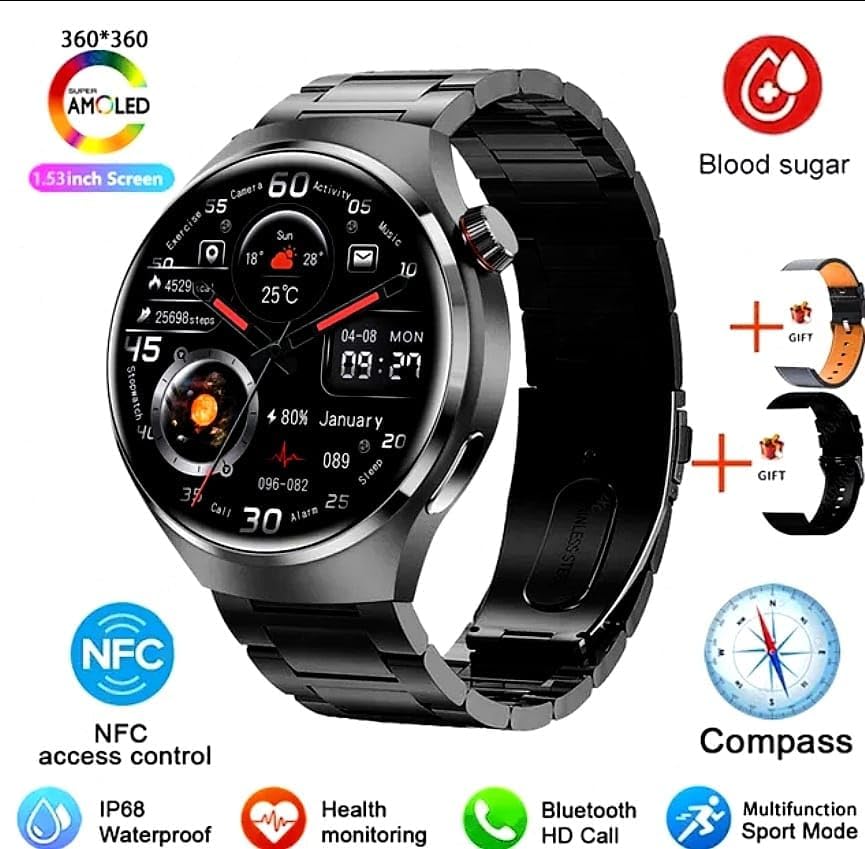 Smart Watch GT4 Pro – GPS, NFC, Appels Bluetooth, Écran HD