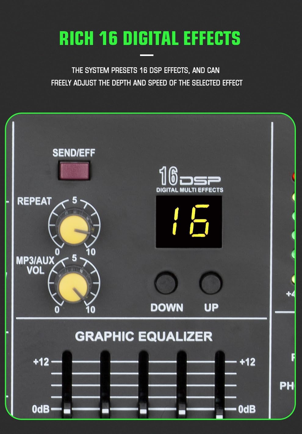 طاولة خلط احترافية LGX 6 قنوات مع مضخم صوت 300 واط، بلوتوث وUSB