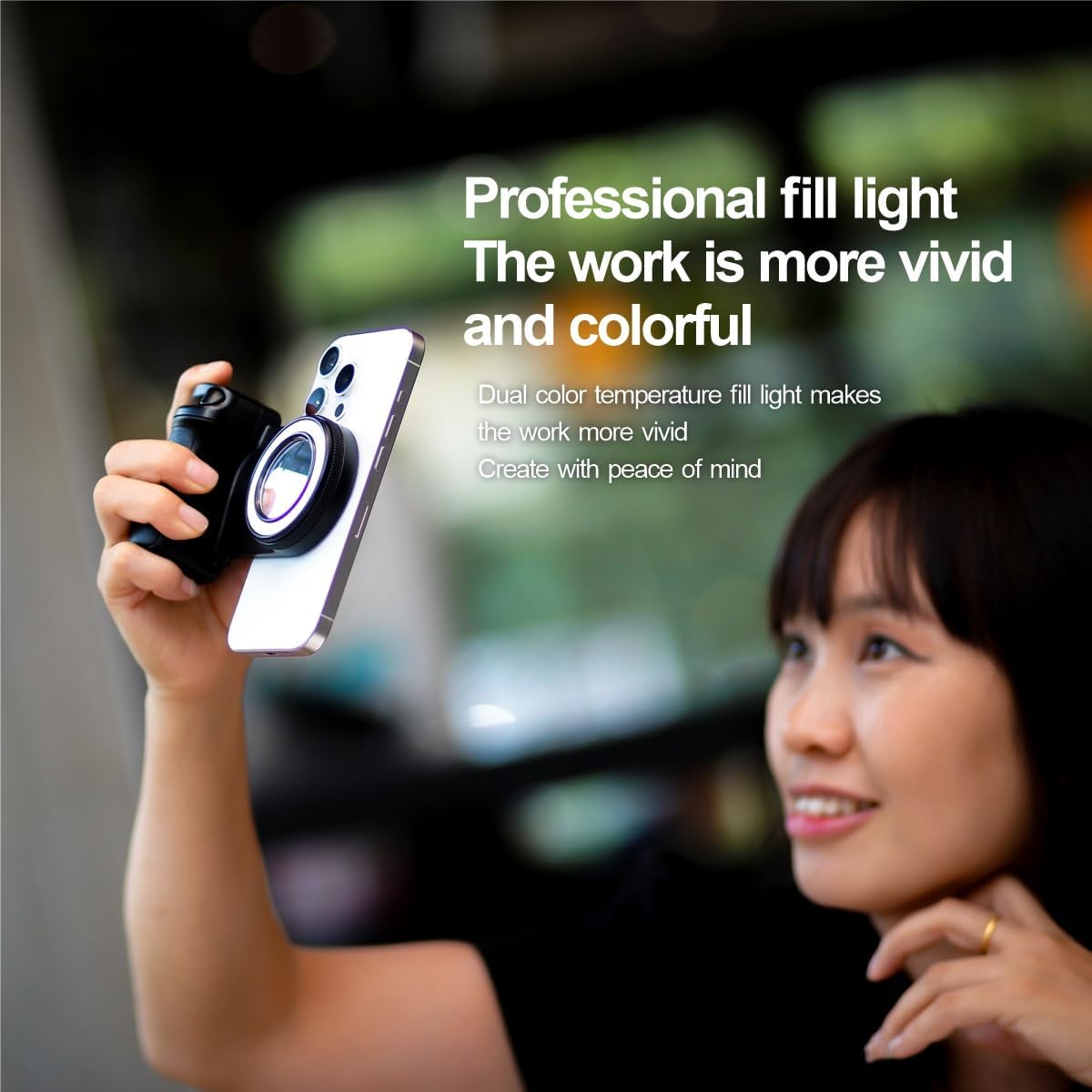 Poignée Photo Bluetooth BBC-9 avec Anneau LED et Fixation Magnétique