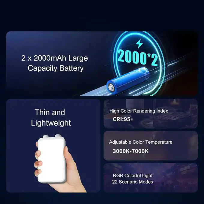 Lampe LED RGB 40W Portable Rechargeable 3000–7000K