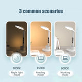 Lampe de Bureau Pliable avec Batterie 2000mAh et Rangement Stylos