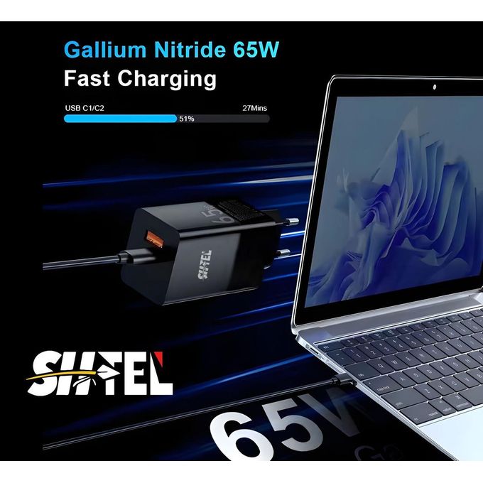Chargeur Rapide GaN 65W USB-C PD pour Smartphone et Ordinateur