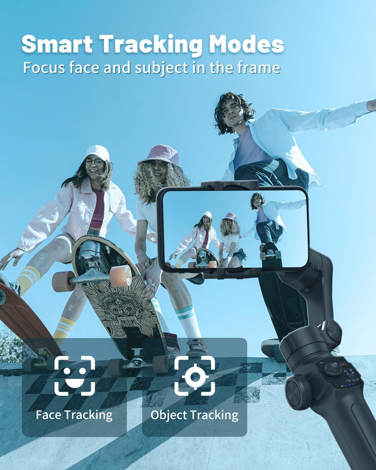 Stabilisateur L9 3 Axes avec Lumière LED et Suivi Automatique