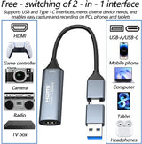 Carte Capture Vidéo HDMI 4K vers USB 3.0 et Type-C 1080P