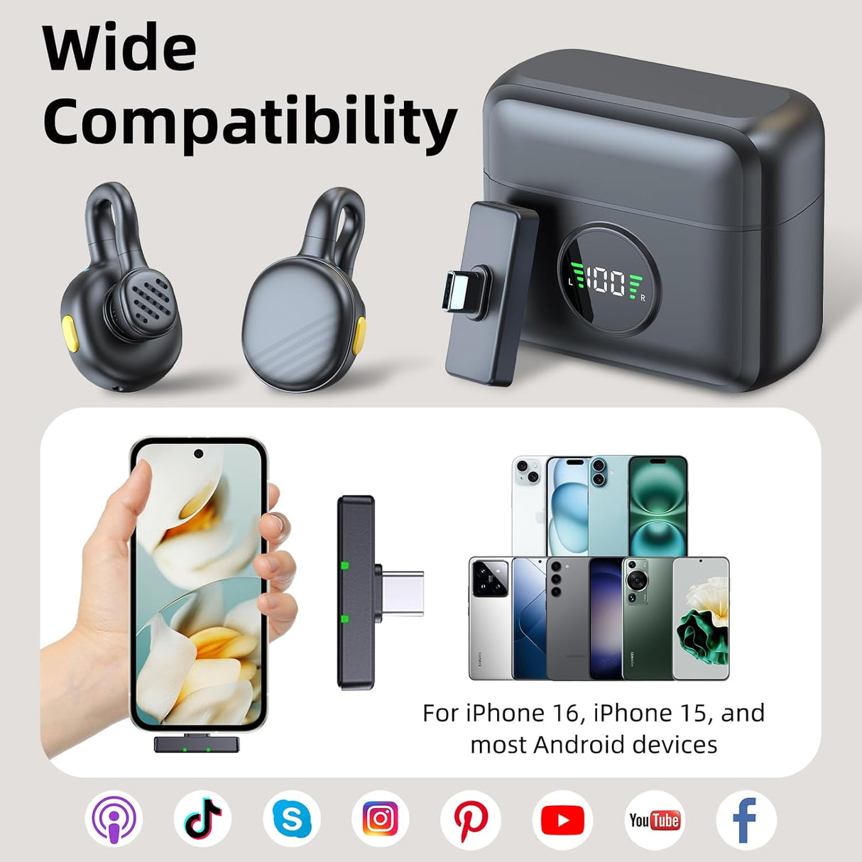 Micro-cravate sans fil 2.4G avec réduction DSP