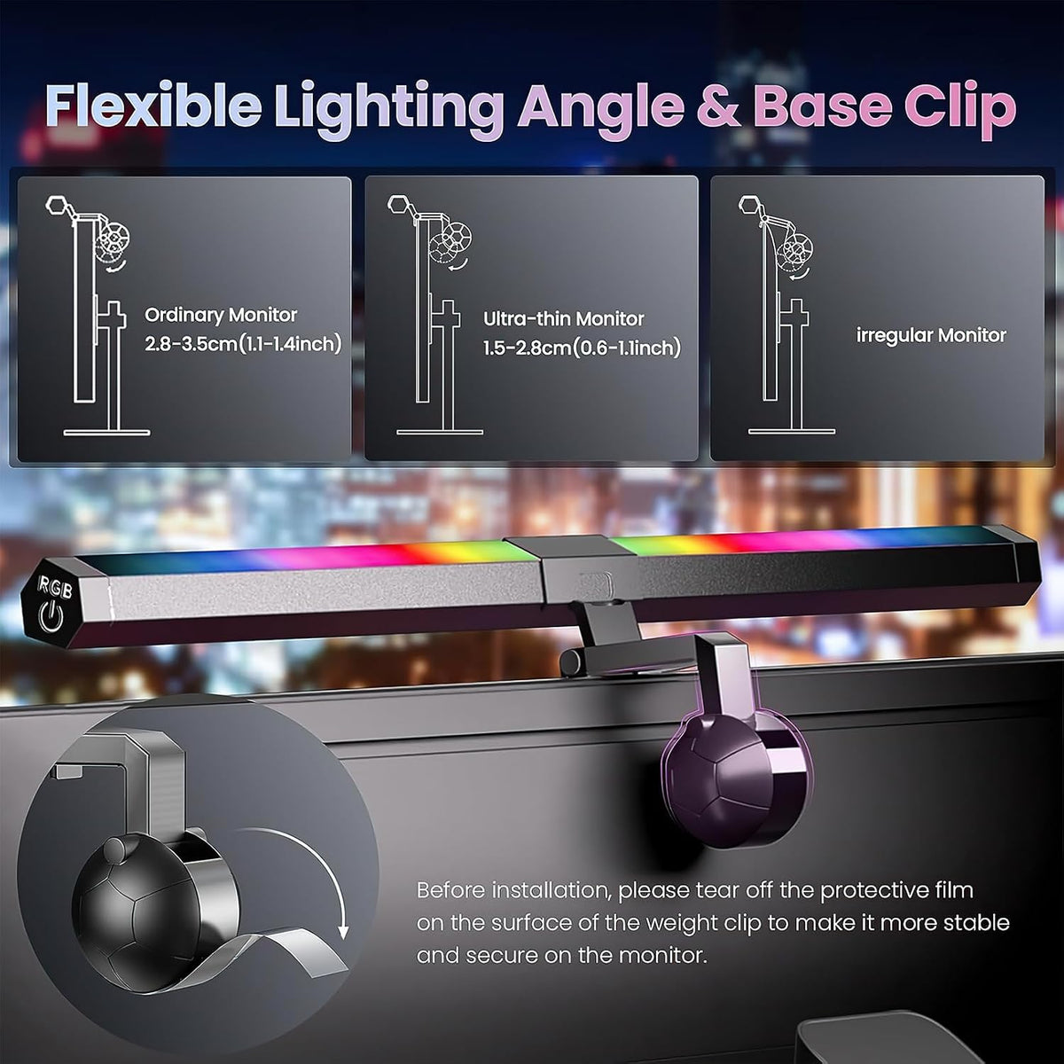 Lampe Écran PC LED RGB 2-en-1 avec Éclairage Réglable