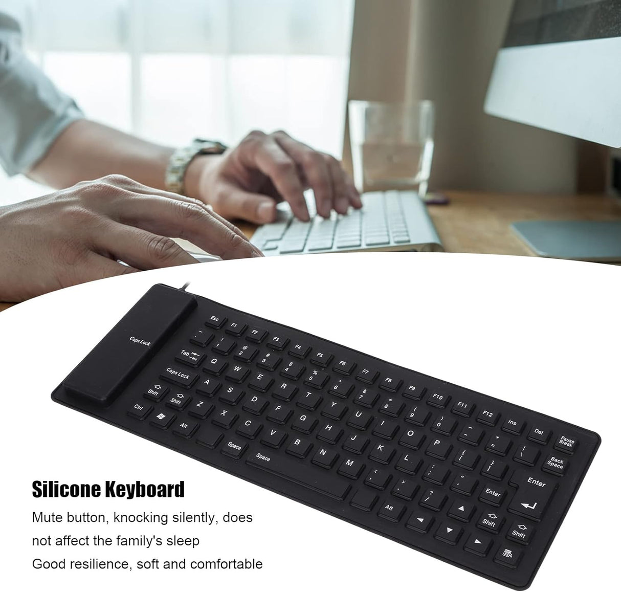 Clavier en Silicone Roll-up, Étanche, Pliable, 85 Touches, Léger et Portable, USB