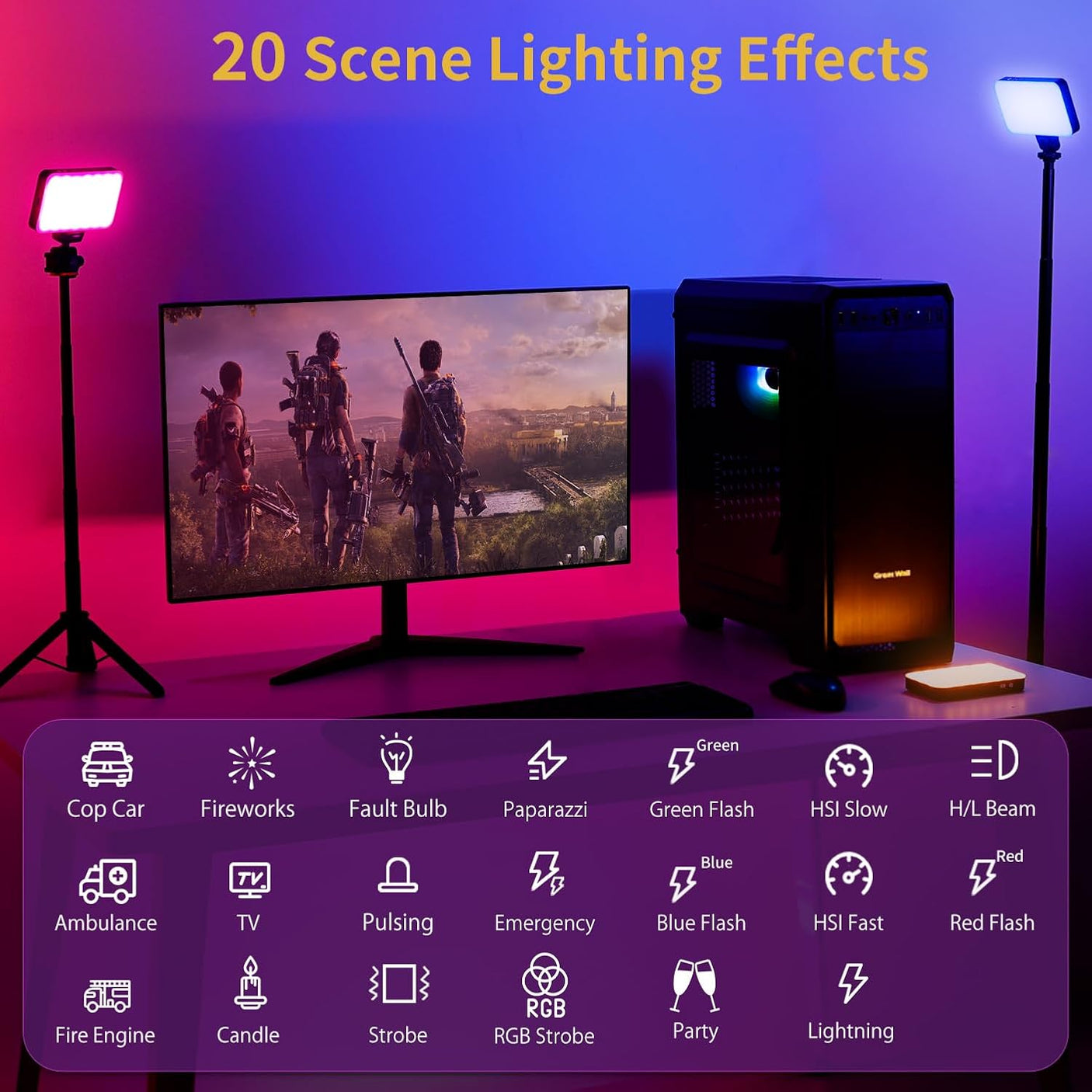 Lumière Vidéo RGB VRIG VL140 – Éclairage LED Portable 360° Pleine Couleur, 20 Effets, 3600mAh, 2500-9000K, CRI≥95 pour Photographie & Vidéo