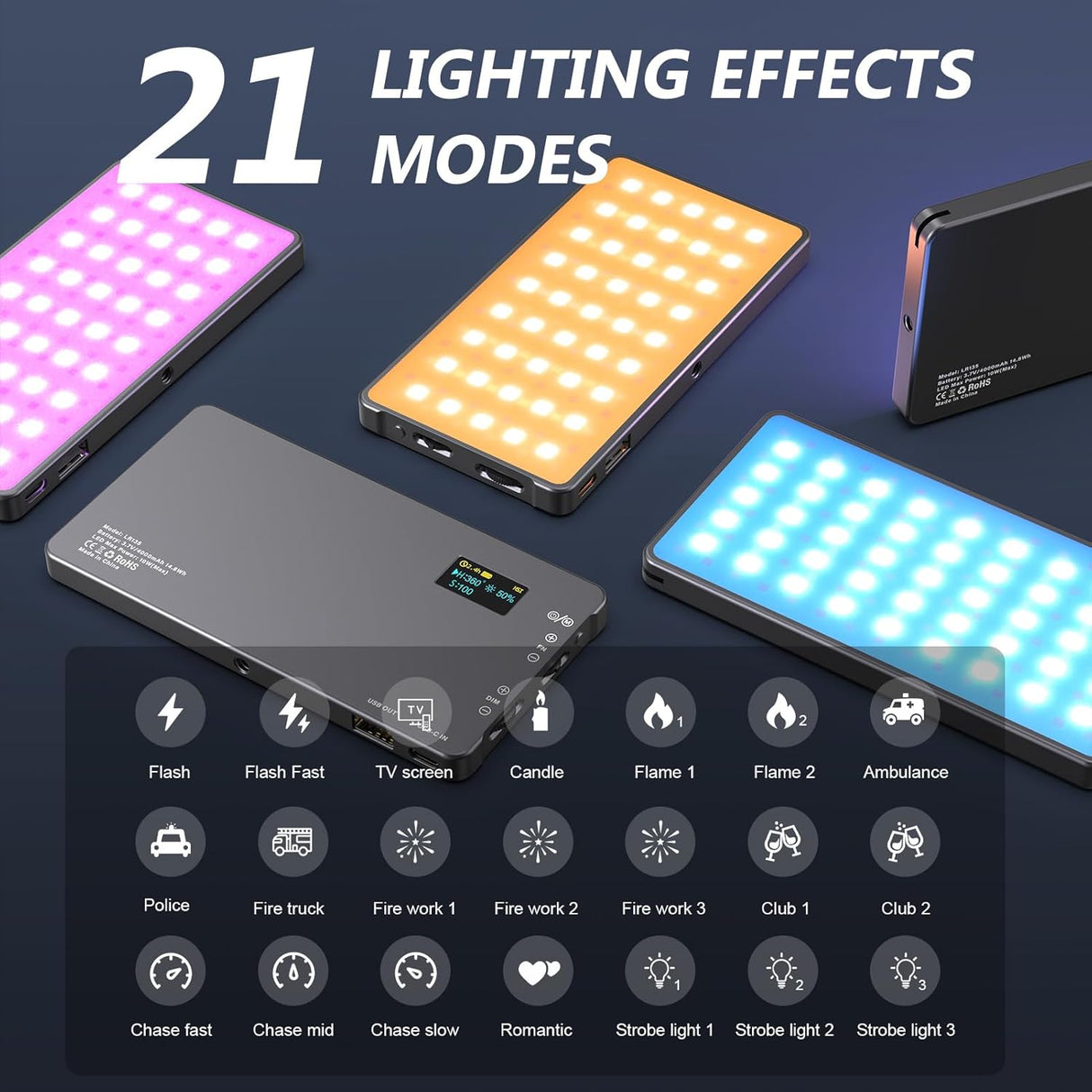 Lumière Vidéo RGB Portable 4000mAh – Éclairage LED Dimmable 2500K-9900K (LR135)