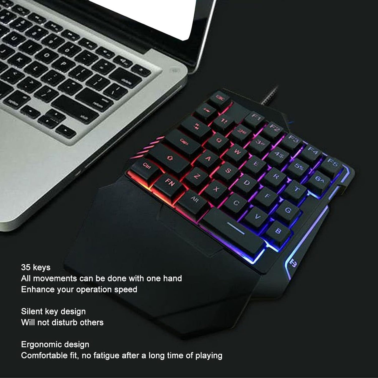 Clavier Gaming RGB Monomanu - 35 Touches, Rétroéclairage Coloré - KL-82
