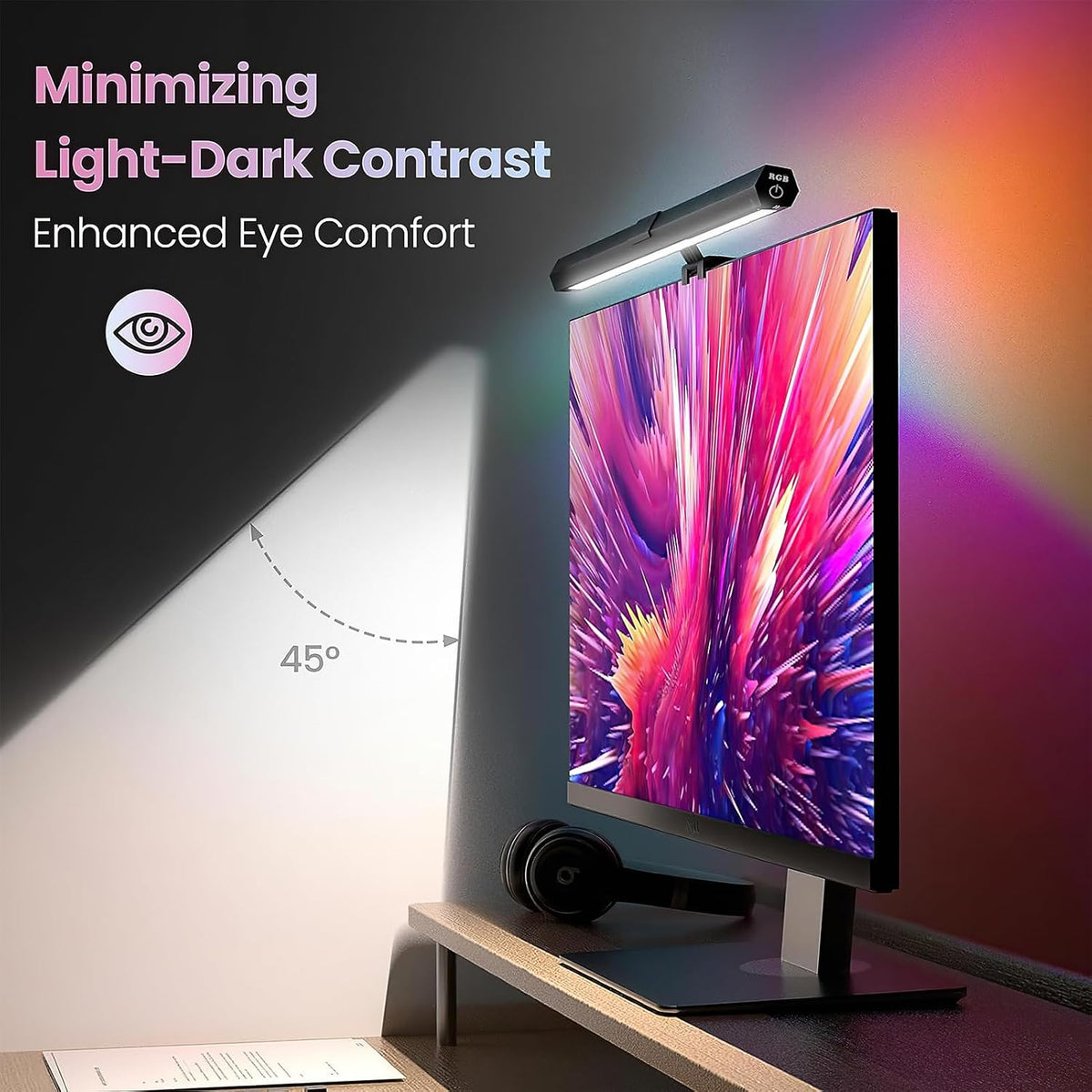 Lampe Écran PC LED RGB 2-en-1 avec Éclairage Réglable