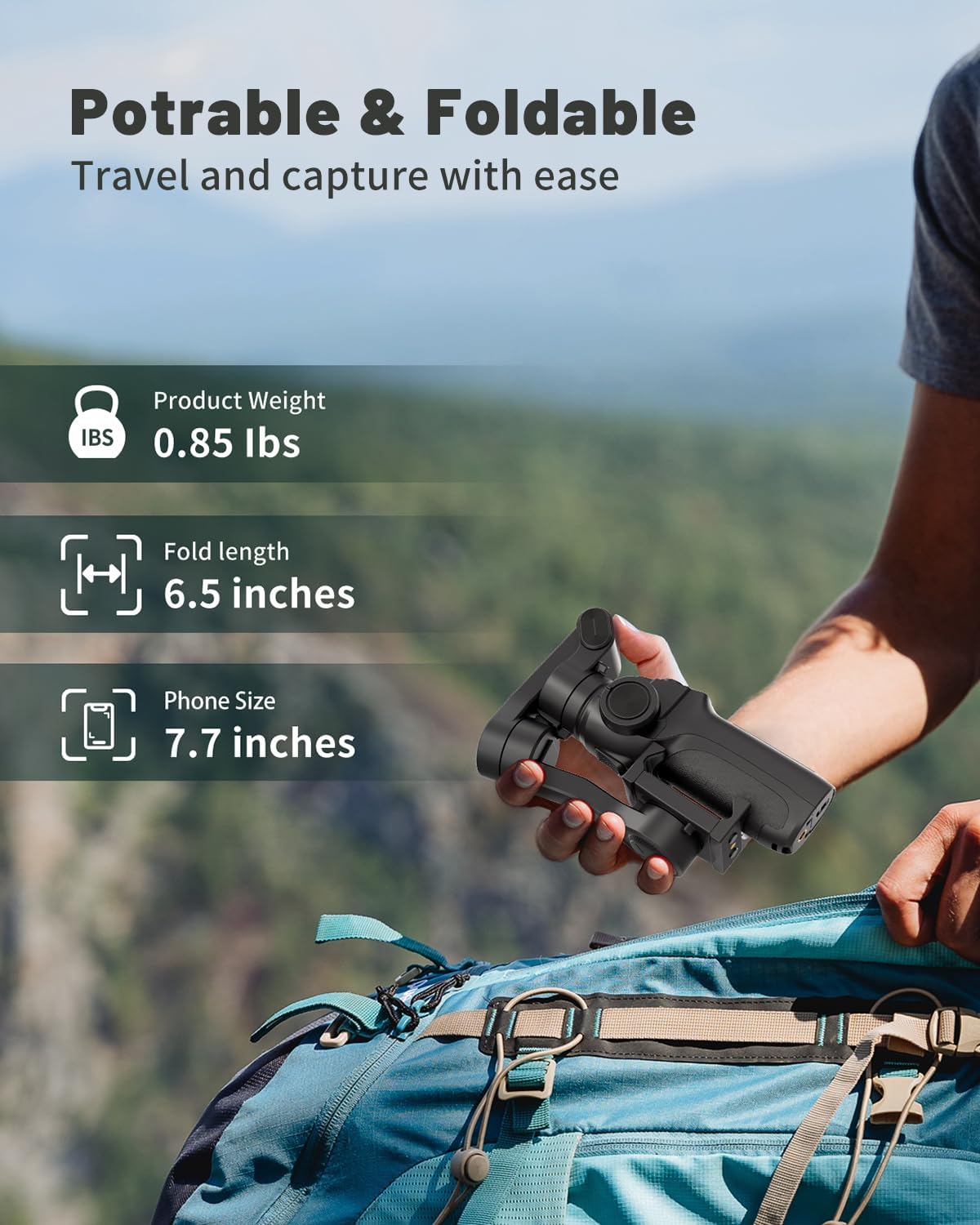 Stabilisateur L9 3 Axes avec Lumière LED et Suivi Automatique