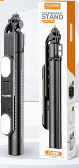 PLOKAMA Live K10 Pro – Perche Selfie & Trépied 200 cm Bluetooth LED