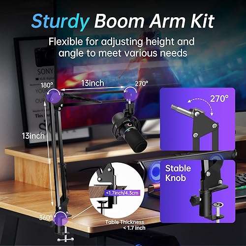 Microphone Dynamique WM8 XLR/USB avec Bras Articulé – Kit Podcast & Streaming