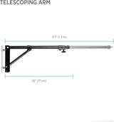 Bras mural extensible 180° pour ring light et éclairage studio