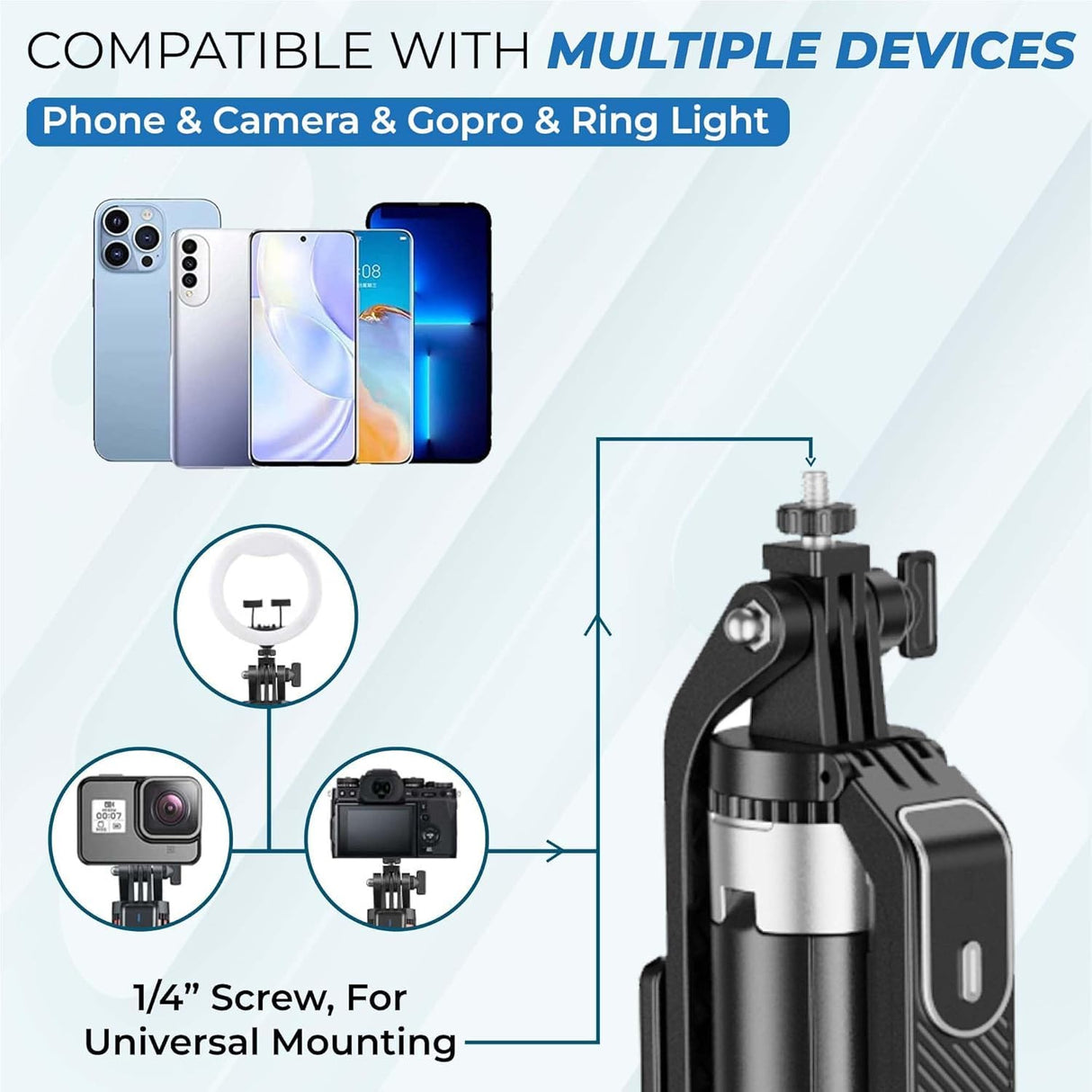 Trépied Suivi Automatique Visage 360° Selfie Stick Q515TK