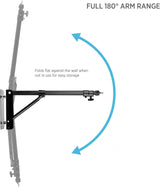 Bras mural extensible 180° pour ring light et éclairage studio