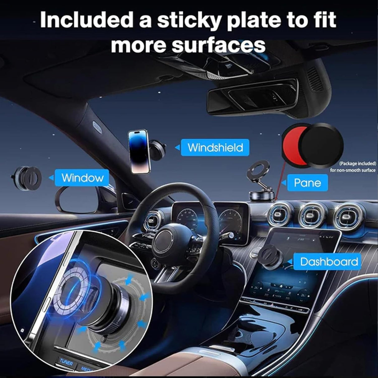 Support Téléphone Magnétique 360° Pliable Shopellox – Fixation Puissante Sans Résidu (Noir)