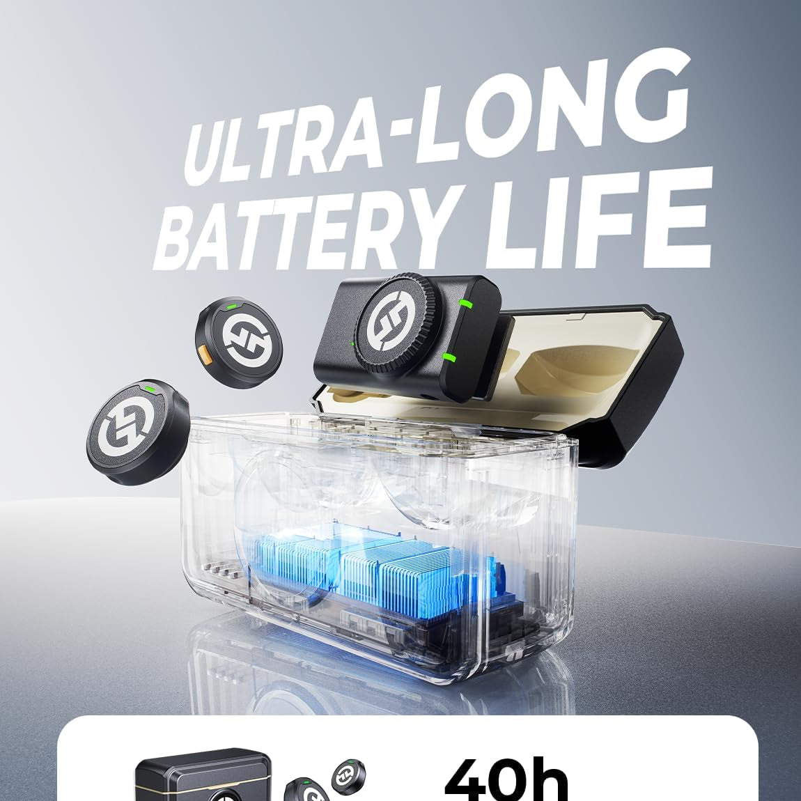 Microphone Cravate Sans Fil Hollyland Lark M2 Combo – Compatible Caméra, iPhone, Android, PC – Portée 300m, Son HD 48kHz, Autonomie 30H