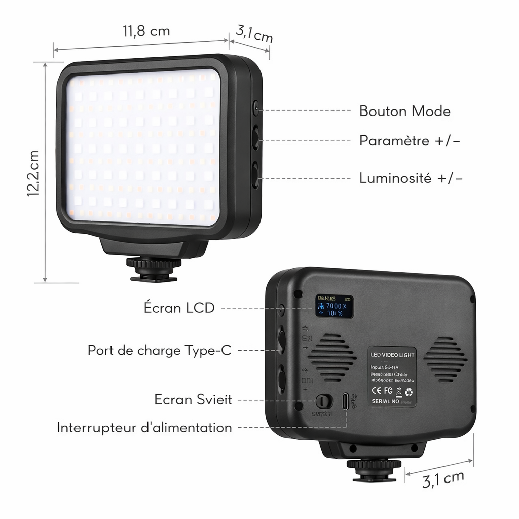 Lampe Vidéo LED RGB avec Mode HSL – Éclairage Photo & Vidéo