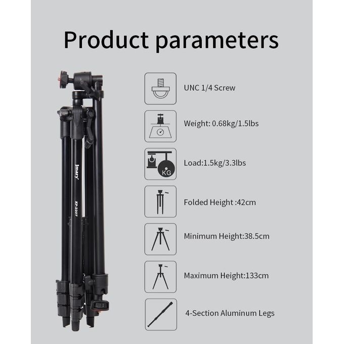 Trépied Jmary KP-2207 pour Smartphone et Caméra – 133 cm
