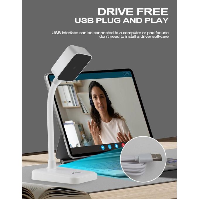 Webcam Kisonli D1 – ULTRA HD 4K avec Microphone Intégré et Mise au Point Automatique