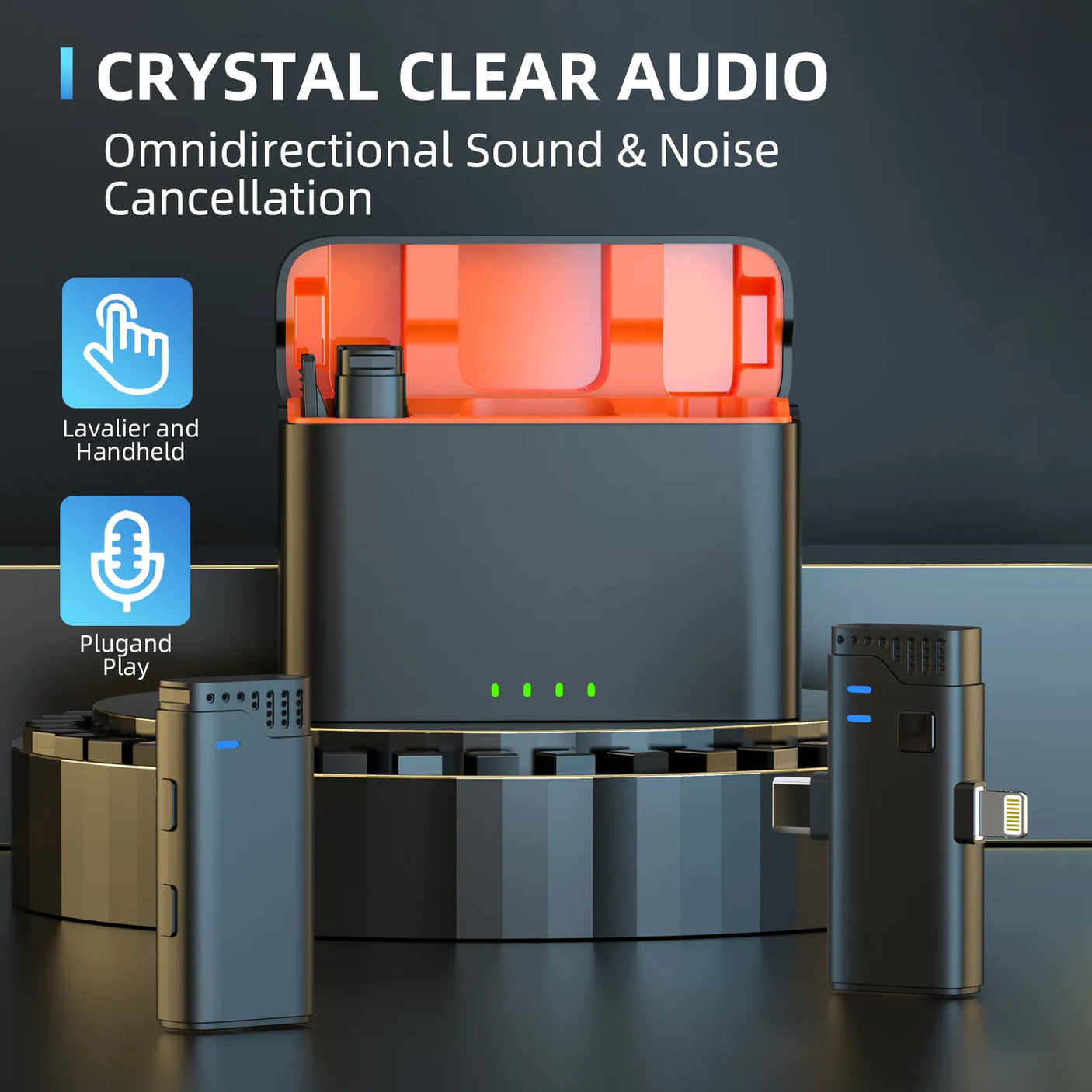 Microphone Sans Fil 2.4G MW-16 avec Boîtier de Charge – Pour Téléphone et Caméra