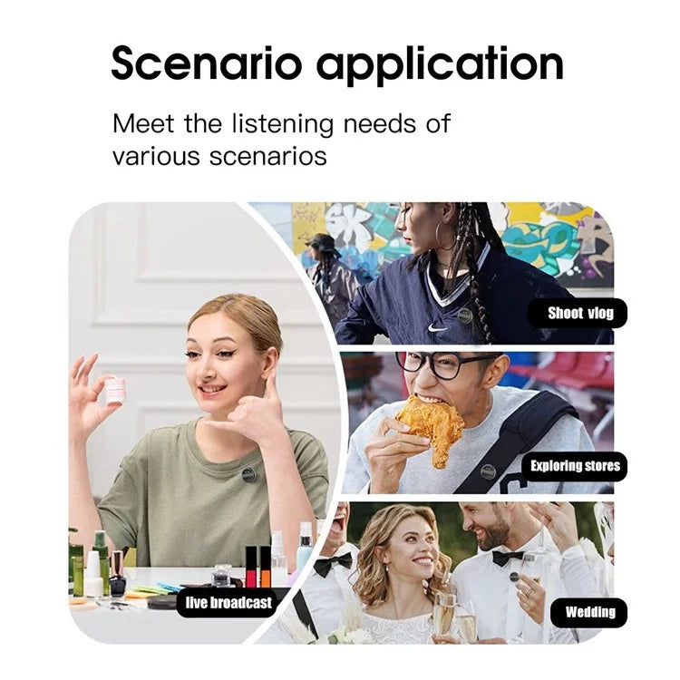 2 Microphones Lavalier Sans Fil Magnétique, Réduction Intelligente du Bruit 2.4G