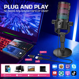 Microphone RGB PDO Réduction de Bruit USB Type-C Streaming