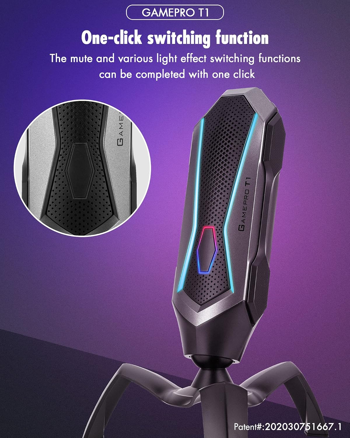 Microphone USB Yanmai Gamepro T1 RGB pour Gaming & Streaming