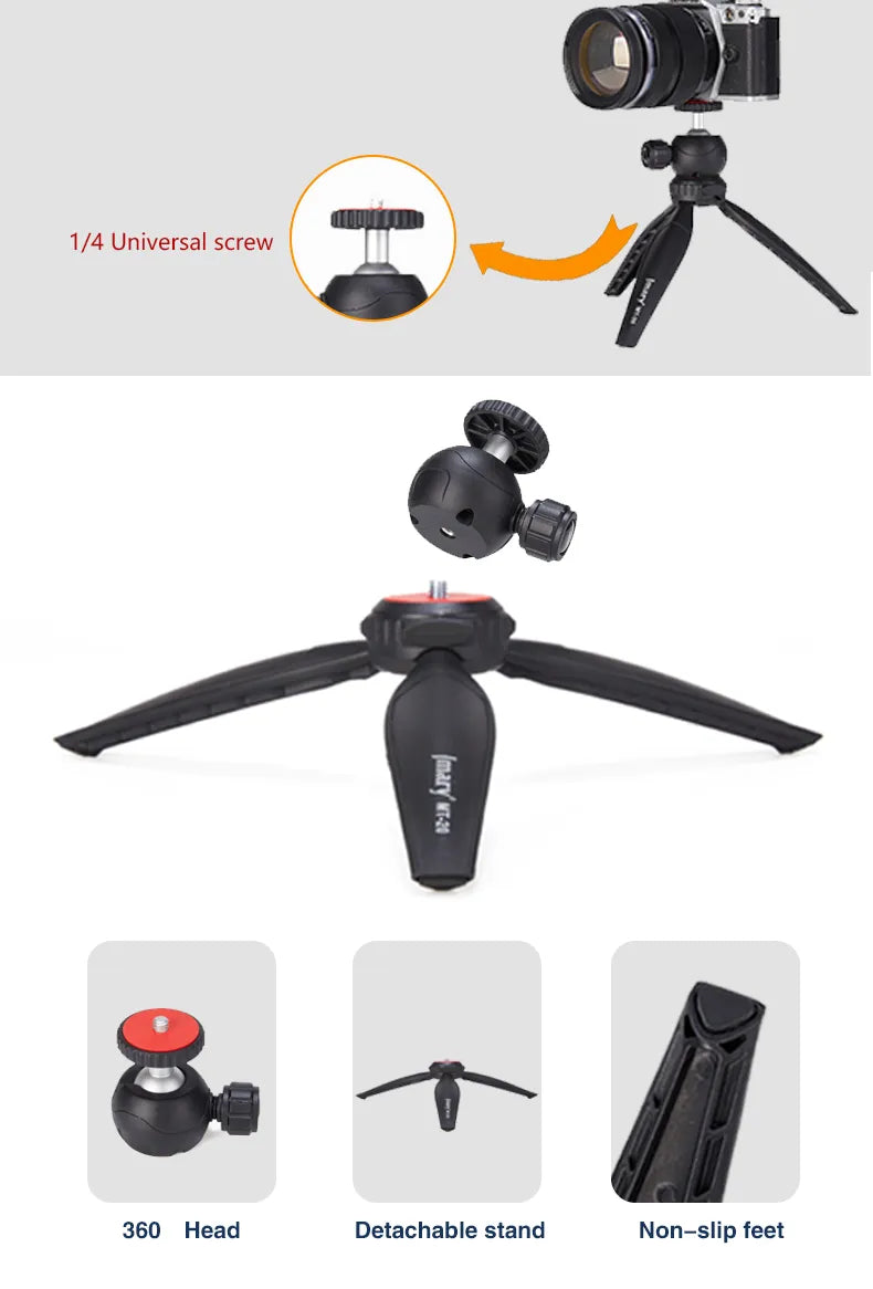 Mini Trépied MT-20 Compact 14 cm avec Rotule 1/4"