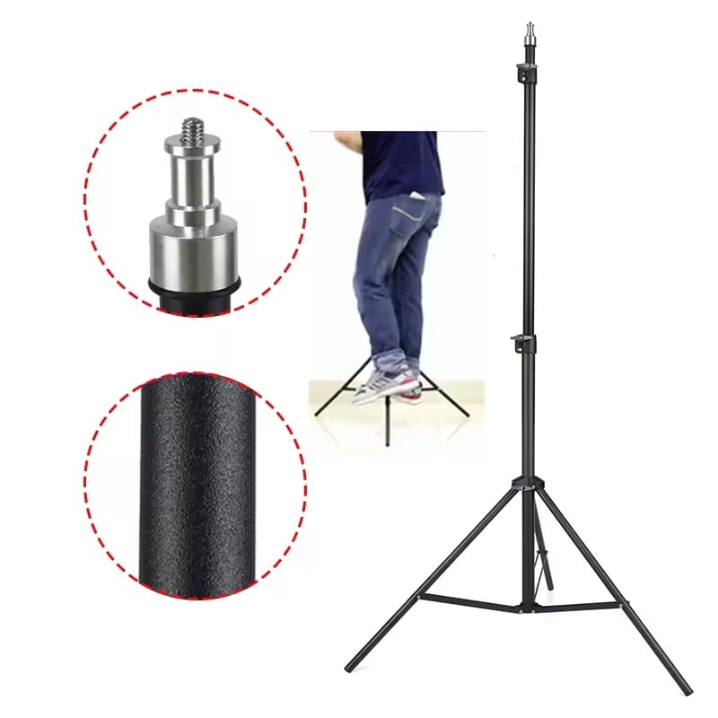Trépied Lumière Studio Photo 2m — Support Réglable pour Ring Light, Softbox et Réflecteur