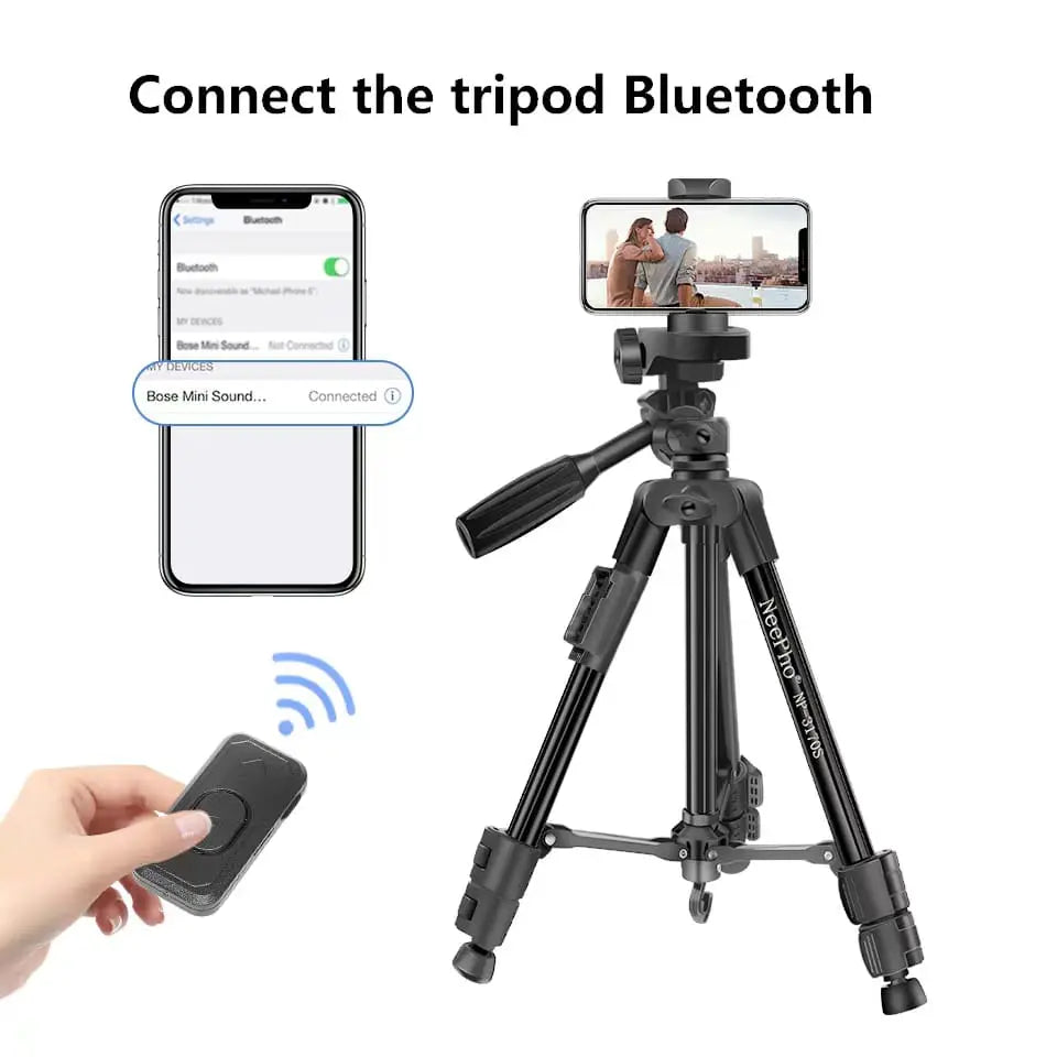 Trépied Neepho NP3180S 130cm avec Télécommande Bluetooth pour Smartphone & Caméra
