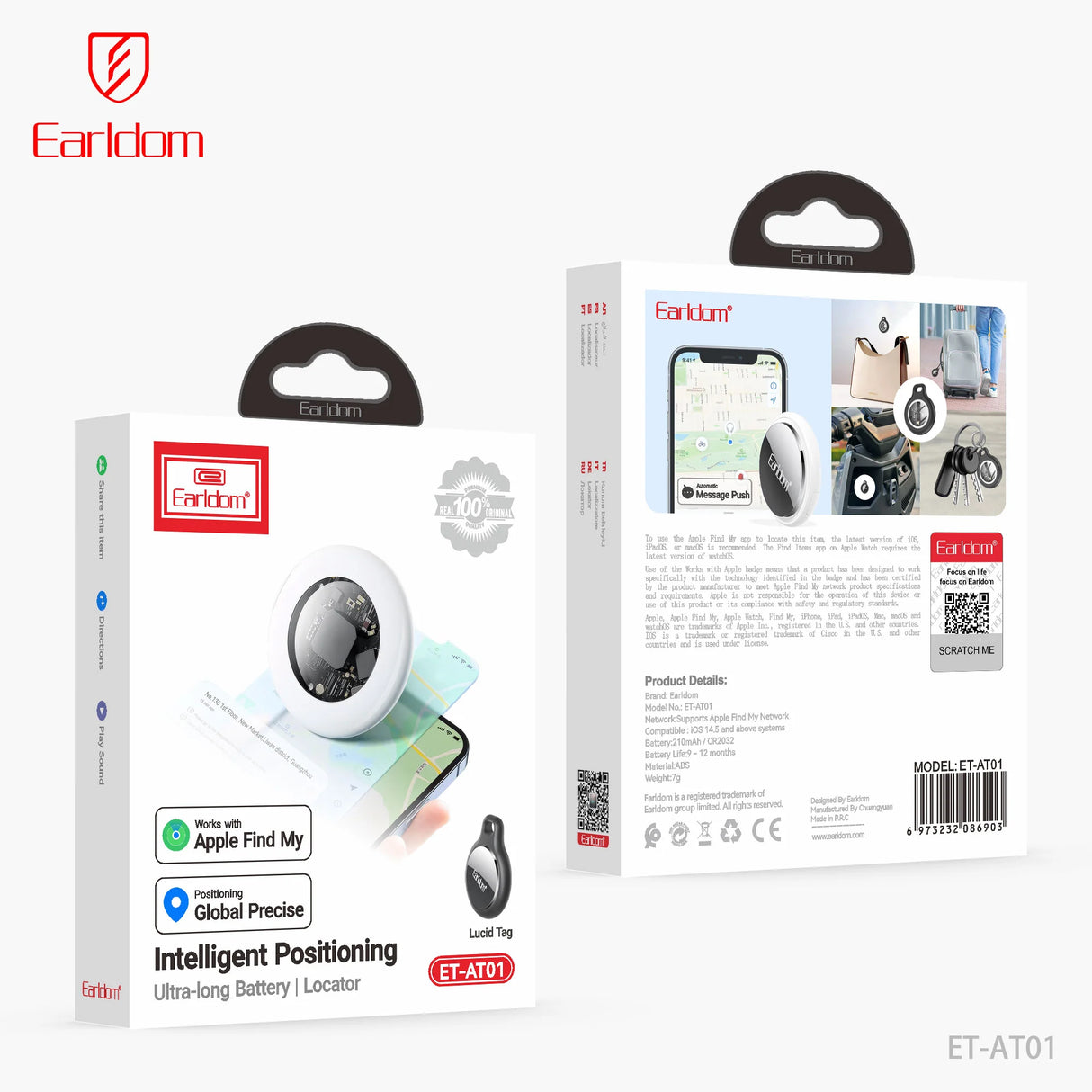 Localisateur intelligent Earldom ET-AT01 compatible Apple Find My