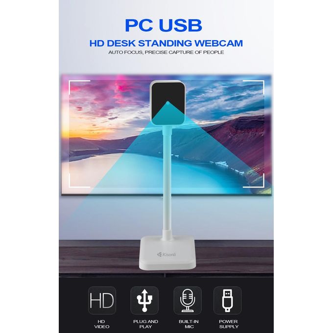 Webcam Kisonli D1 – ULTRA HD 4K avec Microphone Intégré et Mise au Point Automatique