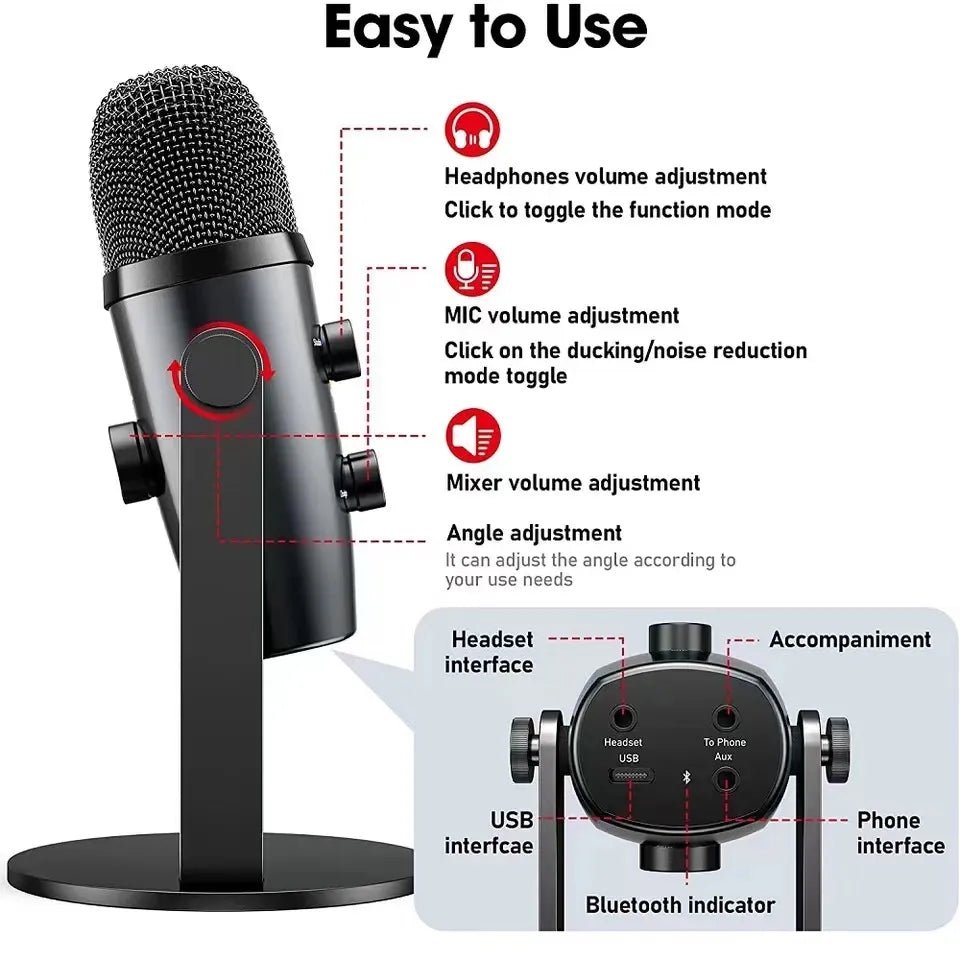 Microphone USB JMARY MC-PW10 Professional 4 Modes de Son