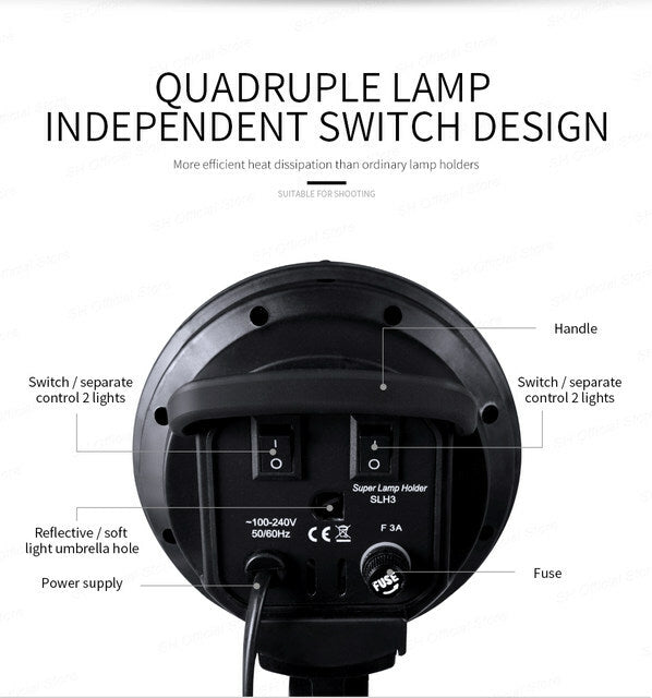 Puluz Softbox 50x70cm – Kit Éclairage Photo/Vidéo avec 4 Lampes de 20W + Trépied 200cm