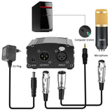 ميكروفون BM 800 + بطاقة صوت USB + موزع صوت + فانتوم 48V