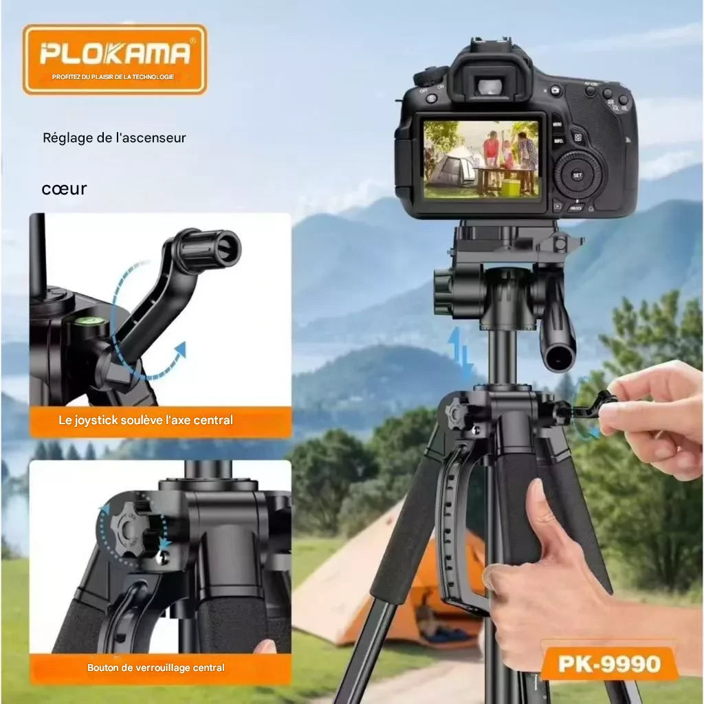 Trépied PLOKAMA PK-9990 Premium 180 cm – Aluminium, Réglable, avec Télécommande Bluetooth et Housse de Transport