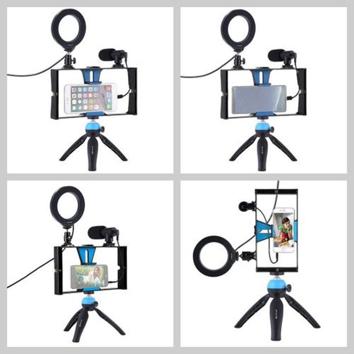 Kit Vidéo 4 en 1 PULUZ avec Ring Light, Microphone et Trépied