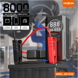Gonfleur et Power Bank MOXOM MX-AC02 (8000mAh) avec Démarreur d'Urgence pour Batterie de Voiture - Écran Numérique et Lampe Torche Multifonction