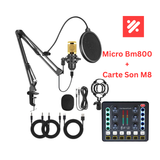Kit Micro BM800 + Carte Son M8 Bluetooth pour Podcast & Streaming